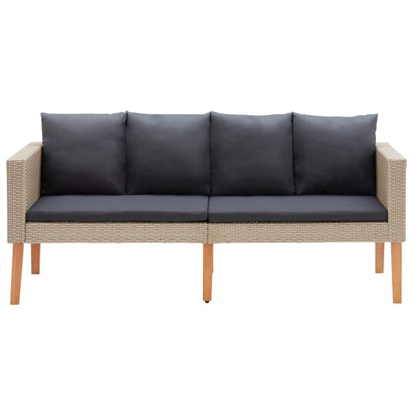 vidaXL Salon de jardin 3 pcs avec coussins R&eacute;sine tress&eacute;e Beige