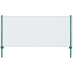 vidaXL Cl&ocirc;ture en grillage m&eacute;tallique avec poteaux Acier 25x0,5 m Vert