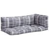 vidaXL Coussins de palette 3 pcs carreaux gris tissu