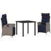 vidaXL Ensemble de salle &agrave; manger pour jardin 3 pcs Gris et Noir Rotin