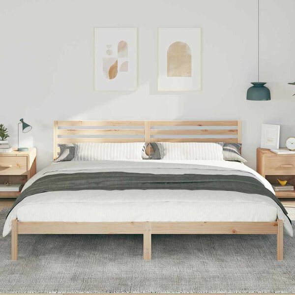 vidaXL Cadre de lit avec t&ecirc;te de lit Marron 180 x 210 cm Pin massif