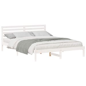 vidaXL Cadre de lit avec t&ecirc;te de lit Blanc 160 x 210 cm Pin massif
