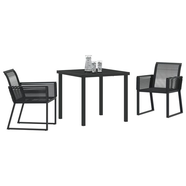 vidaXL Ensemble de salle &agrave; manger pour jardin 3 pcs Noir