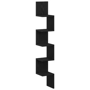 vidaXL &Eacute;tag&egrave;re d'angle Montage mural Ch&ecirc;ne noir 20 x 20 x 127,5 cm