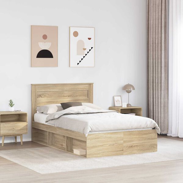 vidaXL Cadre de lit Sonoma 120 x 200 cm Bois de pin massif