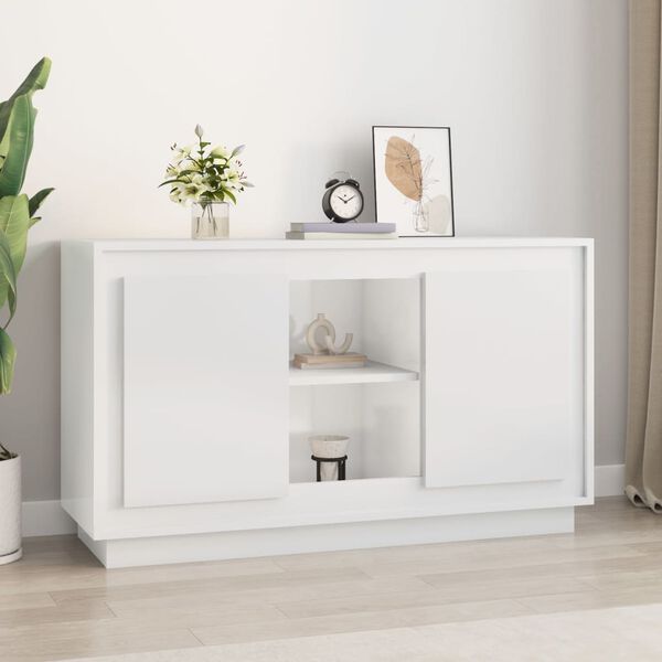 vidaXL Buffet blanc brillant 102x35x60 cm bois d'ing&eacute;nierie