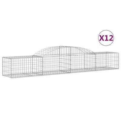 vidaXL Paniers à gabions arqués 12 pcs 300x50x40/60 cm fer galvanisé