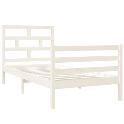 vidaXL Cadre de lit Blanc 90x190 cm Simple Bois massif