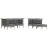 vidaXL Salon de jardin 10 pcs avec coussins Gris R&eacute;sine tress&eacute;e