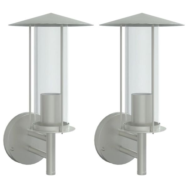 vidaXL Appliques murales d'ext&eacute;rieur 2pcs argent&eacute; acier inoxydable
