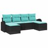 vidaXL Ensemble de Canap&eacute;s 6 pcs Noir et turquoise polyrotin