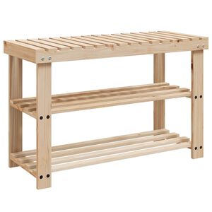 vidaXL &Eacute;tag&egrave;re &agrave; chaussures 2 en 1 et dessus banc Bois de sapin massif