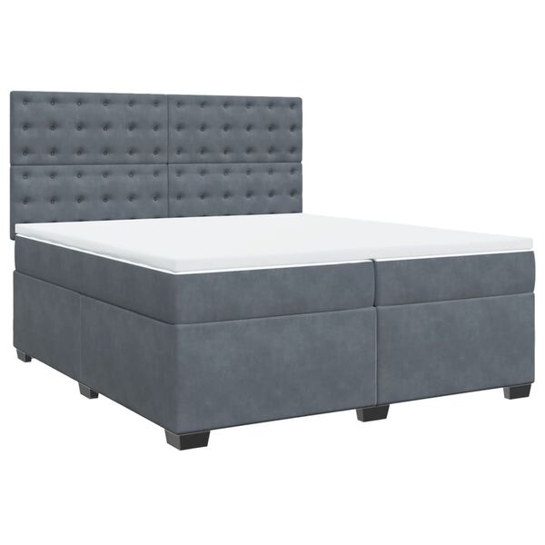 vidaXL Sommier &agrave; lattes de lit et matelas Gris fonc&eacute; 200x200cm Velours