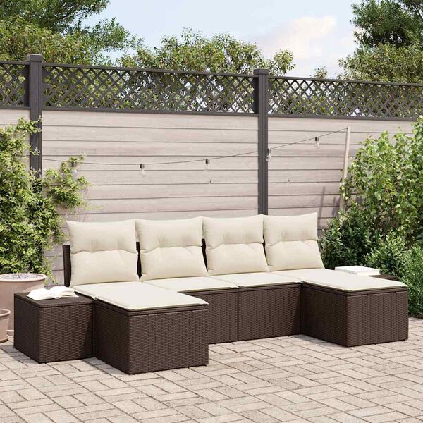 vidaXL Ensemble de canap&eacute; de jardin 4 pcs Marron et Cr&egrave;me polyrotin