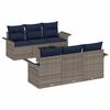 vidaXL Ensemble de canap&eacute; de jardin 7 pc Gris et marine polyrotin