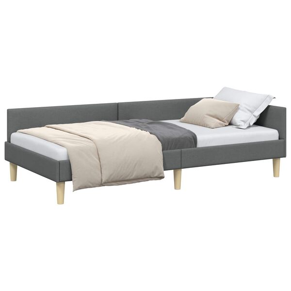 vidaXL Cadre de lit d'angle Gris fonc&eacute; 80 x 200 cm tissu