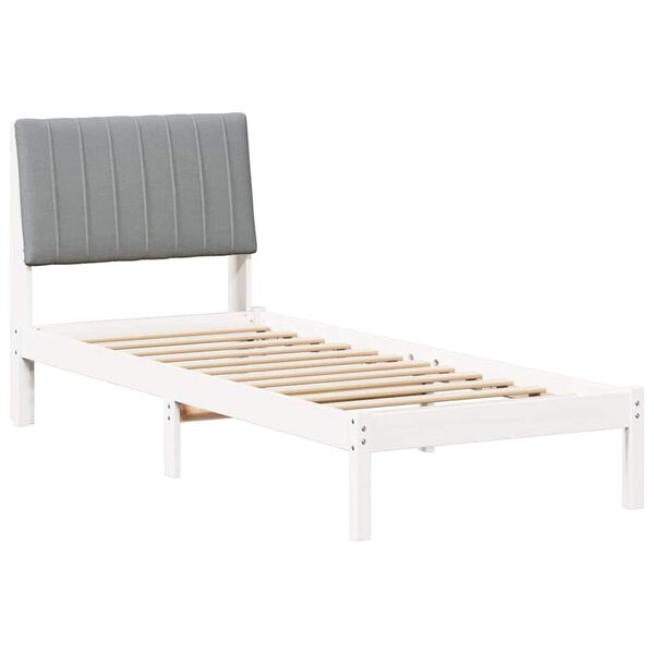 vidaXL Cadre de lit avec t&ecirc;te de lit Blanc 75 x 190 cm Pin massif