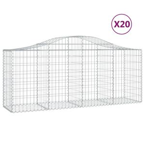 vidaXL Paniers &agrave; gabions arqu&eacute;s 20 pcs 200x50x80/100 cm Fer galvanis&eacute;