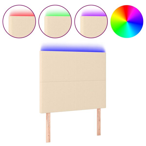 vidaXL T&ecirc;te de lit &agrave; LED Cr&egrave;me 90x5x118/128 cm Tissu
