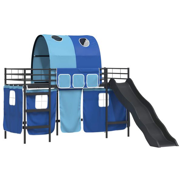 vidaXL Lit mezzanine pour enfants Noir et Bleu 90 x 190 cm M&eacute;tал