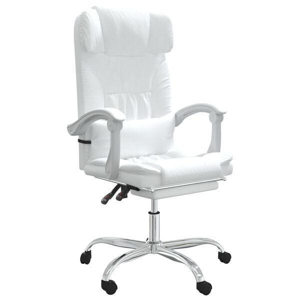 vidaXL Fauteuil inclinable de bureau Blanc Similicuir