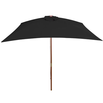 vidaXL Parasol de jardin avec mât en bois noir 200x300 cm