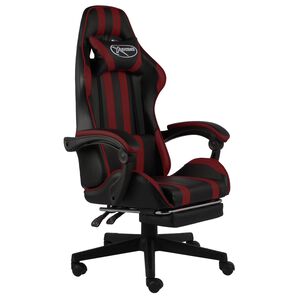 vidaXL Fauteuil de jeux vid&eacute;o et repose-pied Noir/bordeaux Similicuir