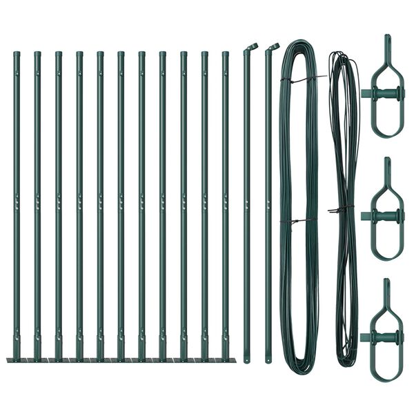 vidaXL Poteau de clôture. 13 pcs Vert Acier