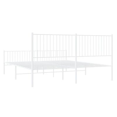 vidaXL Cadre de lit métal sans matelas et pied de lit blanc 193x203 cm