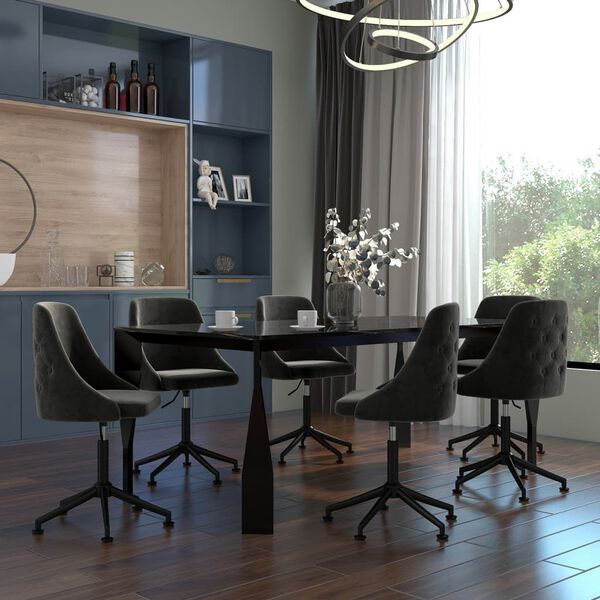 vidaXL Chaises &agrave; manger lot de 6 gris fonc&eacute; velours