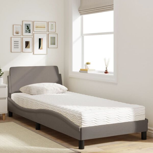 vidaXL Lit avec matelas Dover taupe 80x200 cm tissu