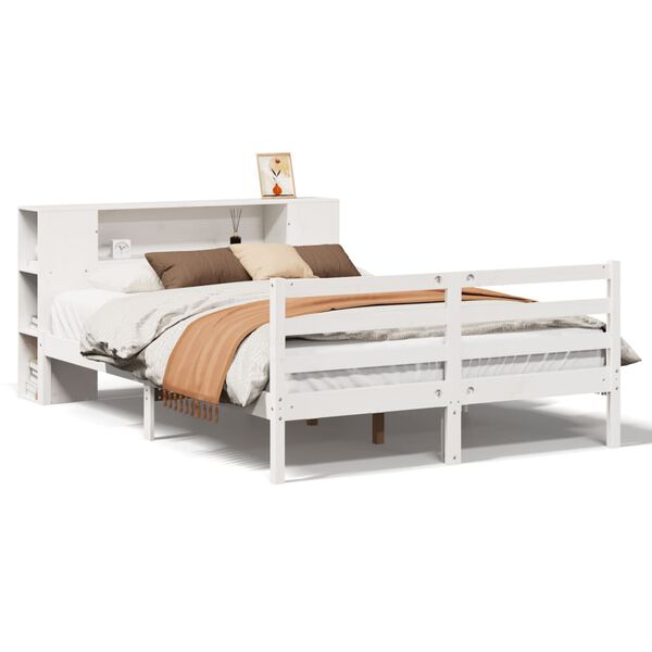 vidaXL Lit biblioth&egrave;que sans matelas blanc 120x200 cm bois pin massif
