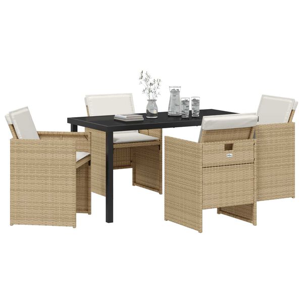vidaXL Ensemble de salle &agrave; manger pour jardin 5 pcs Beige polyrotin