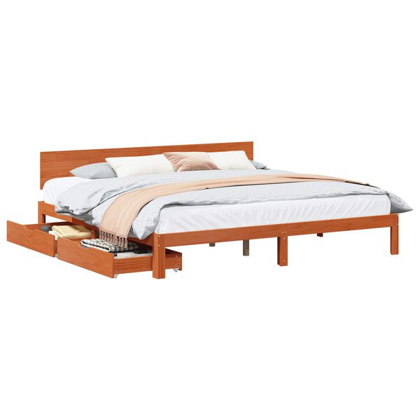vidaXL Cadre de lit Cire marron 180 x 200 cm Bois de Pin Massif