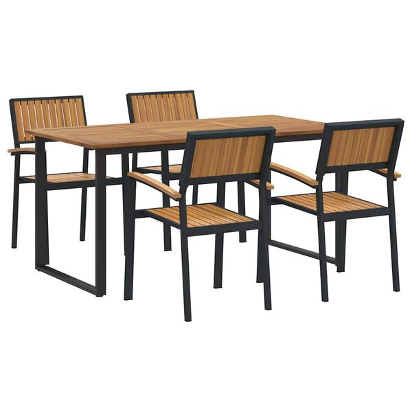 vidaXL Ensemble de salle à manger pour jardin 5 pcs Noir et marron