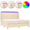 vidaXL Sommier &agrave; lattes de lit matelas et LED Cr&egrave;me 200x200 cm Tissu