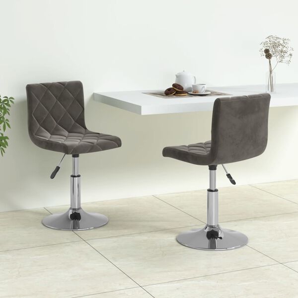 vidaXL Chaises pivotantes &agrave; manger lot de 2 gris fonc&eacute; velours
