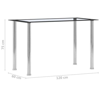 vidaXL Table à dîner Noir et transparent 120x60x75 cm Verre trempé