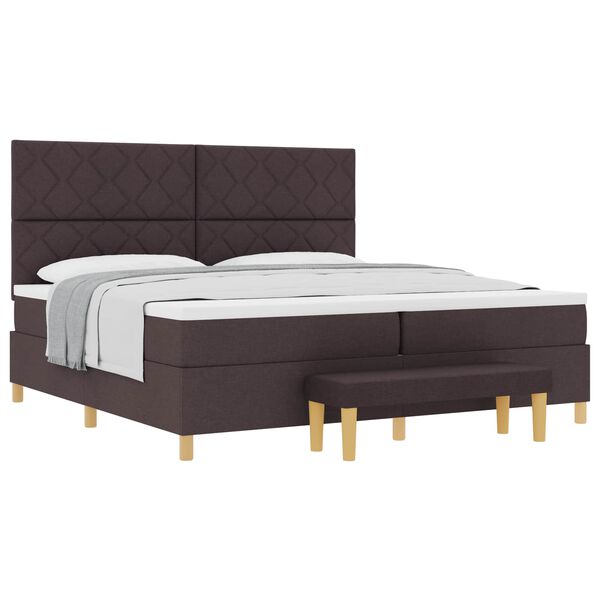vidaXL Lit &agrave; ressorts avec matelas Marron fonc&eacute; 200 x 200 cm tissu
