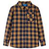 Chemise &agrave; carreaux pour enfants cognac et bleu 104