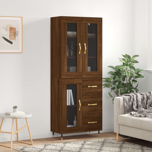 vidaXL Buffet haut Ch&ecirc;ne marron 69,5x34x180 cm Bois d'ing&eacute;nierie
