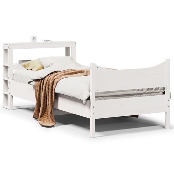 vidaXL Cadre de lit avec t&ecirc;te de lit blanc 90x190cm bois de pin massif