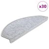vidaXL Tapis d'escalier 30 pi&egrave;ces 65 x 24 x 4 cm Gris clair Demi-rond Grand