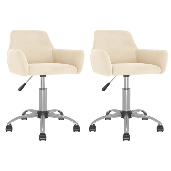 vidaXL Chaises pivotantes &agrave; manger lot de 2 Cr&egrave;me Velours