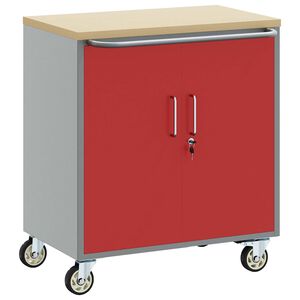 vidaXL Trolley roulant avec &eacute;tag&egrave;re Rouge et Gris 75 x 45 x 85 cm