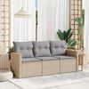 vidaXL Salon de jardin avec coussins 3 pcs beige r&eacute;sine tress&eacute;e