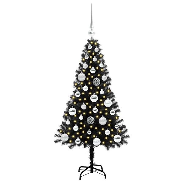 vidaXL Sapin de Noël avec 150 LED avec support Noir 120 cm PVC
