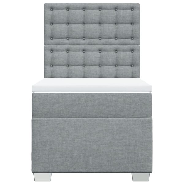vidaXL Sommier &agrave; lattes de lit avec matelas Gris clair 90x200 cm Tissu