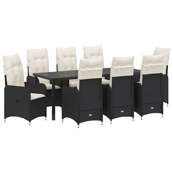 vidaXL Ensemble de salle &agrave; manger pour jardin 9 pcs Noir polyrotin