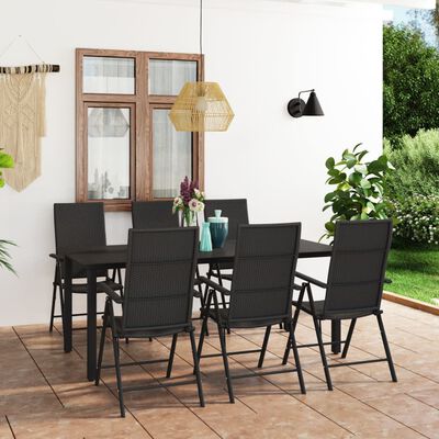 vidaXL Ensemble à manger de jardin 7 pcs noir